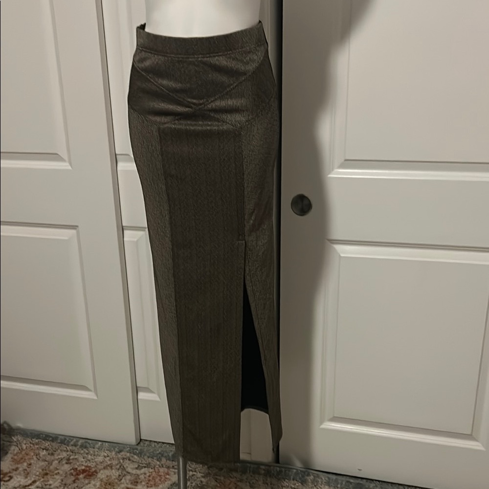 Free People Gray Maxi Pencil Skirt with Slit - Picture 3 of 10